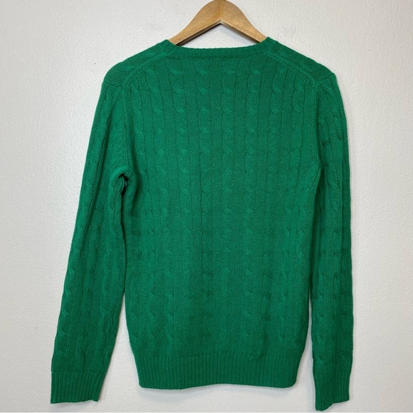 J. Crew Crewcuts 100% Cashmere Kelly Green Cable knit Crewneck sweater size 14 - Picture 3 of 7